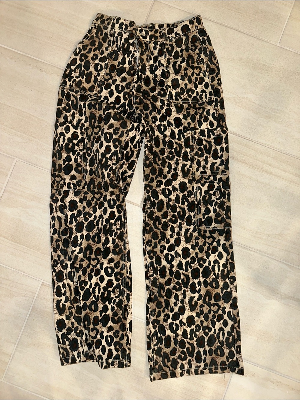 No boundaries Leopard Print Wide Leg Cargo Pants